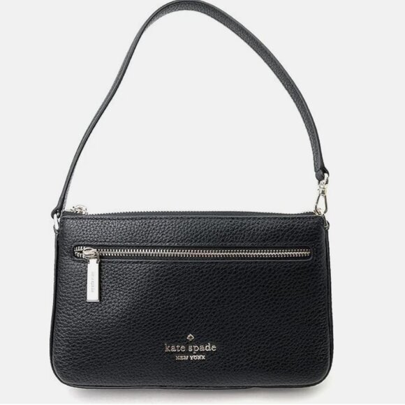 Kate Spade Leila Convertible Wristlet Wallet Purse Pebble Leather Black Clutch - Picture 2 of 6